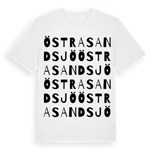 Östra Sandsjö ordlek t-shirt – ekologisk bomull t-shirt från Pinshirt