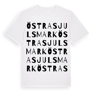 Östra Sjulsmark ordlek t-shirt – ekologisk bomull t-shirt från Pinshirt