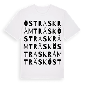 Östra Skråmträsk ordlek t-shirt – ekologisk bomull t-shirt från Pinshirt