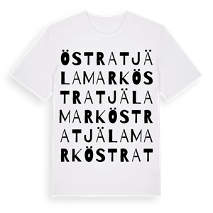Östra Tjälamark ordlek t-shirt – ekologisk bomull t-shirt från Pinshirt