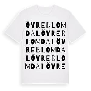 Övre Blomdal ordlek t-shirt – ekologisk bomull t-shirt från Pinshirt