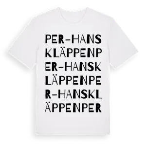 Per-Hans Kläppen ordlek t-shirt – ekologisk bomull t-shirt från Pinshirt