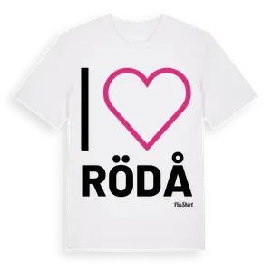 Jag älskar Rödå t-shirt stort tryck – ekologisk bomull t-shirt från Pinshirt