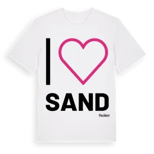 Jag älskar Sand t-shirt stort tryck – ekologisk bomull t-shirt från Pinshirt