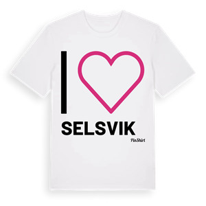 Jag älskar Selsvik t-shirt stort tryck – ekologisk bomull t-shirt från Pinshirt