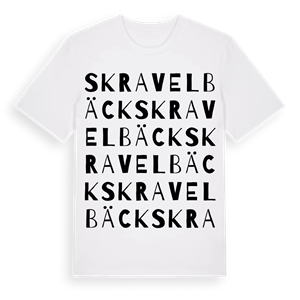 Skravelbäck ordlek t-shirt – ekologisk bomull t-shirt från Pinshirt