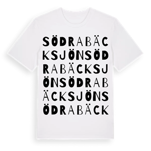 Södra Bäcksjön ordlek t-shirt – ekologisk bomull t-shirt från Pinshirt