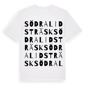 Södra Lidsträsk ordlek t-shirt – ekologisk bomull t-shirt från Pinshirt