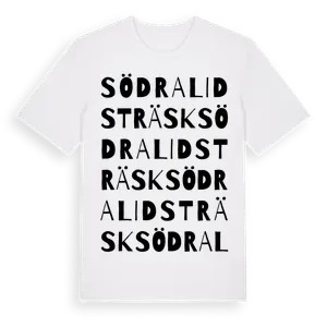 Södra Lidsträsk ordlek t-shirt – ekologisk bomull t-shirt från Pinshirt