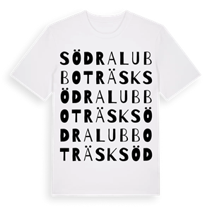Södra Lubboträsk ordlek t-shirt – ekologisk bomull t-shirt från Pinshirt