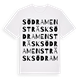 White t-shirt med Södra Mensträsk ordlek t-shirt