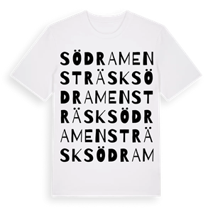 Södra Mensträsk ordlek t-shirt – ekologisk bomull t-shirt från Pinshirt