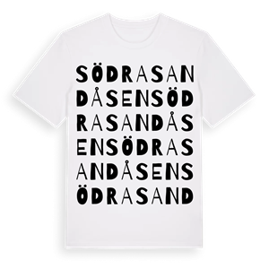 Södra Sandåsen ordlek t-shirt – ekologisk bomull t-shirt från Pinshirt