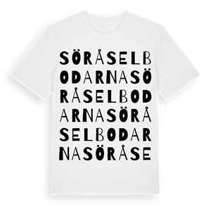 Söråselbodarna ordlek t-shirt – ekologisk bomull t-shirt från Pinshirt