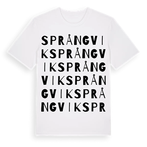 Språngvik ordlek t-shirt – ekologisk bomull t-shirt från Pinshirt