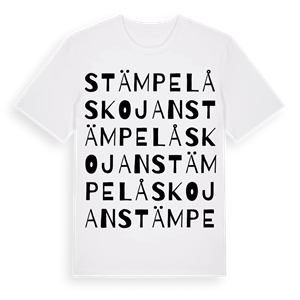 Stämpelåskojan ordlek t-shirt – ekologisk bomull t-shirt från Pinshirt