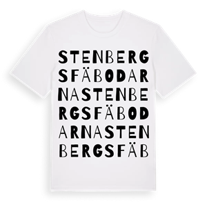 Stenbergsfäbodarna ordlek t-shirt – ekologisk bomull t-shirt från Pinshirt