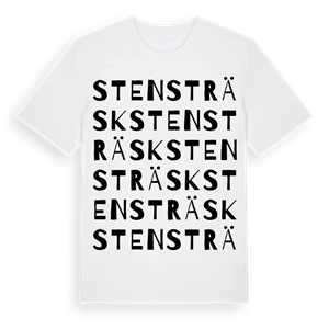 Stensträsk ordlek t-shirt – ekologisk bomull t-shirt från Pinshirt