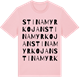 Pink Cotton t-shirt med Stinamyrkojan ordlek t-shirt