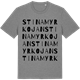 Mid Heather Gray t-shirt med Stinamyrkojan ordlek t-shirt