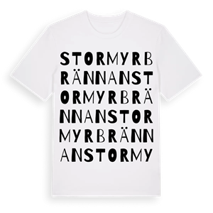 Stormyrbrännan ordlek t-shirt – ekologisk bomull t-shirt från Pinshirt