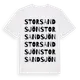White t-shirt med Storsandsjön ordlek t-shirt