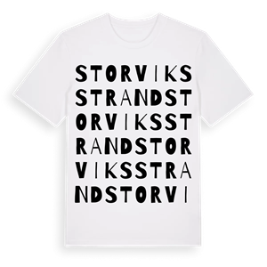Storviksstrand ordlek t-shirt – ekologisk bomull t-shirt från Pinshirt
