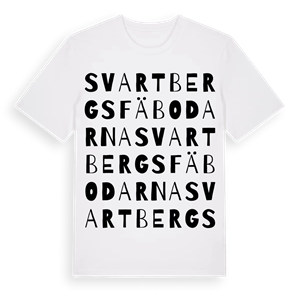 Svartbergsfäbodarna ordlek t-shirt – ekologisk bomull t-shirt från Pinshirt