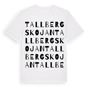 Tallbergskojan ordlek t-shirt – ekologisk bomull t-shirt från Pinshirt