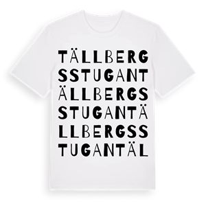 Tällbergsstugan ordlek t-shirt – ekologisk bomull t-shirt från Pinshirt