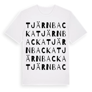 Tjärnbacka ordlek t-shirt – ekologisk bomull t-shirt från Pinshirt