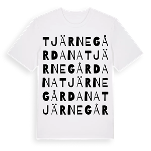 Tjärnegårdana ordlek t-shirt – ekologisk bomull t-shirt från Pinshirt