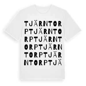 Tjärntorp ordlek t-shirt – ekologisk bomull t-shirt från Pinshirt