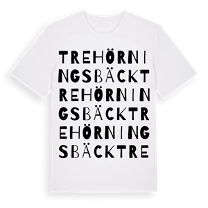Trehörningsbäck ordlek t-shirt – ekologisk bomull t-shirt från Pinshirt