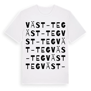 Väst-Teg ordlek t-shirt – ekologisk bomull t-shirt från Pinshirt