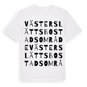 Västerslätts bostadsområde ordlek t-shirt – ekologisk bomull t-shirt från Pinshirt