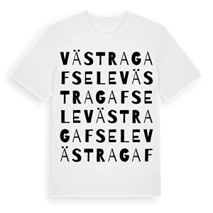 Västra Gafsele ordlek t-shirt – ekologisk bomull t-shirt från Pinshirt