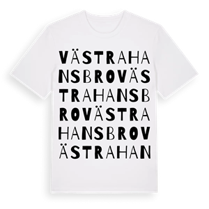 Västra Hansbro ordlek t-shirt – ekologisk bomull t-shirt från Pinshirt