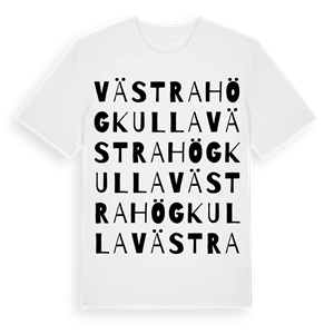 Västra Högkulla ordlek t-shirt – ekologisk bomull t-shirt från Pinshirt