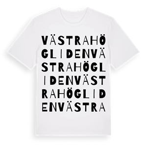 Västra Högliden ordlek t-shirt – ekologisk bomull t-shirt från Pinshirt