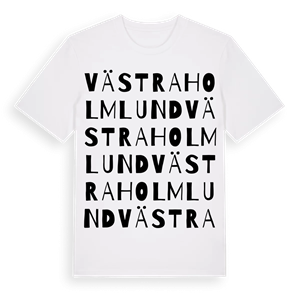 Västra Holmlund ordlek t-shirt – ekologisk bomull t-shirt från Pinshirt