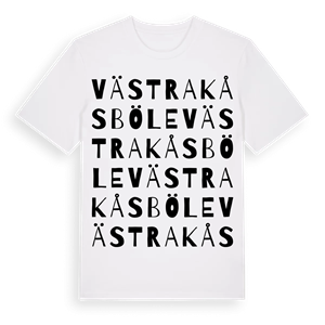 Västra Kåsböle ordlek t-shirt – ekologisk bomull t-shirt från Pinshirt