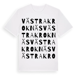 Västra Kroknäs ordlek t-shirt – ekologisk bomull t-shirt från Pinshirt