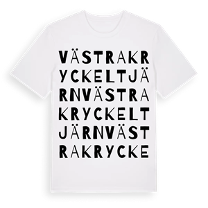 Västra Kryckeltjärn ordlek t-shirt – ekologisk bomull t-shirt från Pinshirt