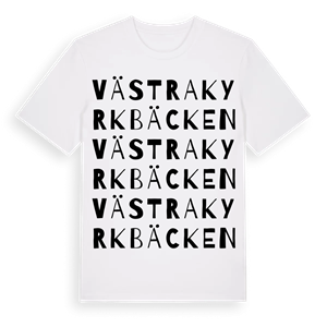 Västra Kyrkbäcken ordlek t-shirt – ekologisk bomull t-shirt från Pinshirt