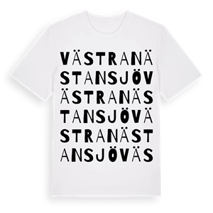 Västra Nästansjö ordlek t-shirt – ekologisk bomull t-shirt från Pinshirt