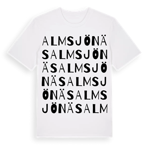 Almsjönäs ordlek t-shirt – ekologisk bomull t-shirt från Pinshirt