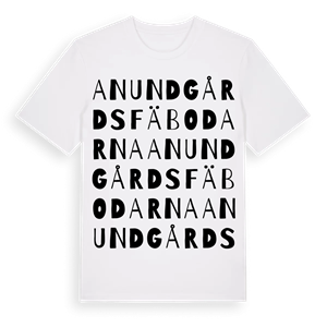 Anundgårdsfäbodarna ordlek t-shirt – ekologisk bomull t-shirt från Pinshirt