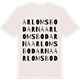 Vintage White t-shirt med Arlomsbodarna ordlek t-shirt