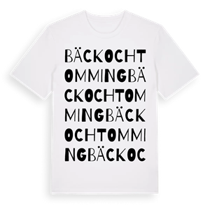 Bäck och Tomming ordlek t-shirt – ekologisk bomull t-shirt från Pinshirt